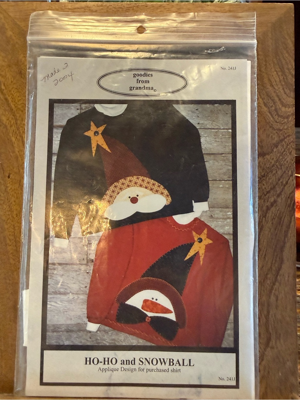 Ho-Ho & Snowball Applique Shirt Pattern Snowman DIY Vintage Sewing Patterns